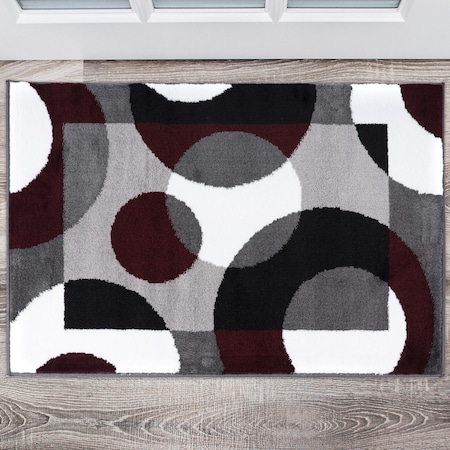 World Rug Gallery Modern Circles Soft Area Rug 2' x 3' Burgundy 100BURGUNDY2X3